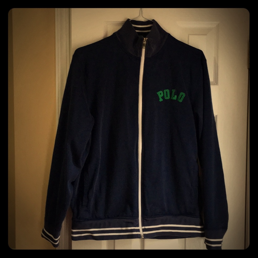 Men's Polo cotton zip- navy/green/white
